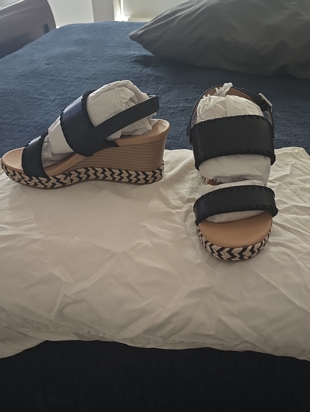 Dolce Vita Black Braided Espadrille Wedge Sandals